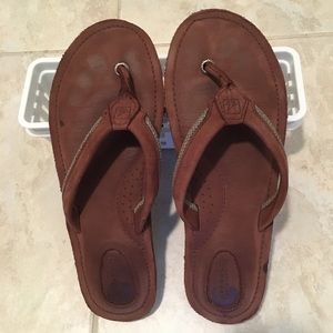 Sperry Topsider Flip Flops Brown Leather